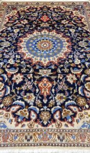 Tappeto Nain blu lana seta 197x113 ADAMELLO TAPPETI Tappeto Nain blu lana Seta