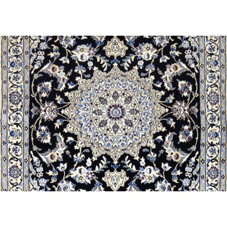 Tappeto Nain lana Seta blu 178x120 ADAMELLO TAPPETI Tappeto Nain lana Seta blu cm178x120